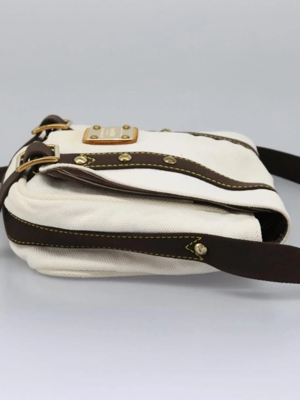 LOUIS VUITTON Antigua Buzas PM Shoulder Bag Canvas White M40042 Auth bs24492 - Picture 5 of 15